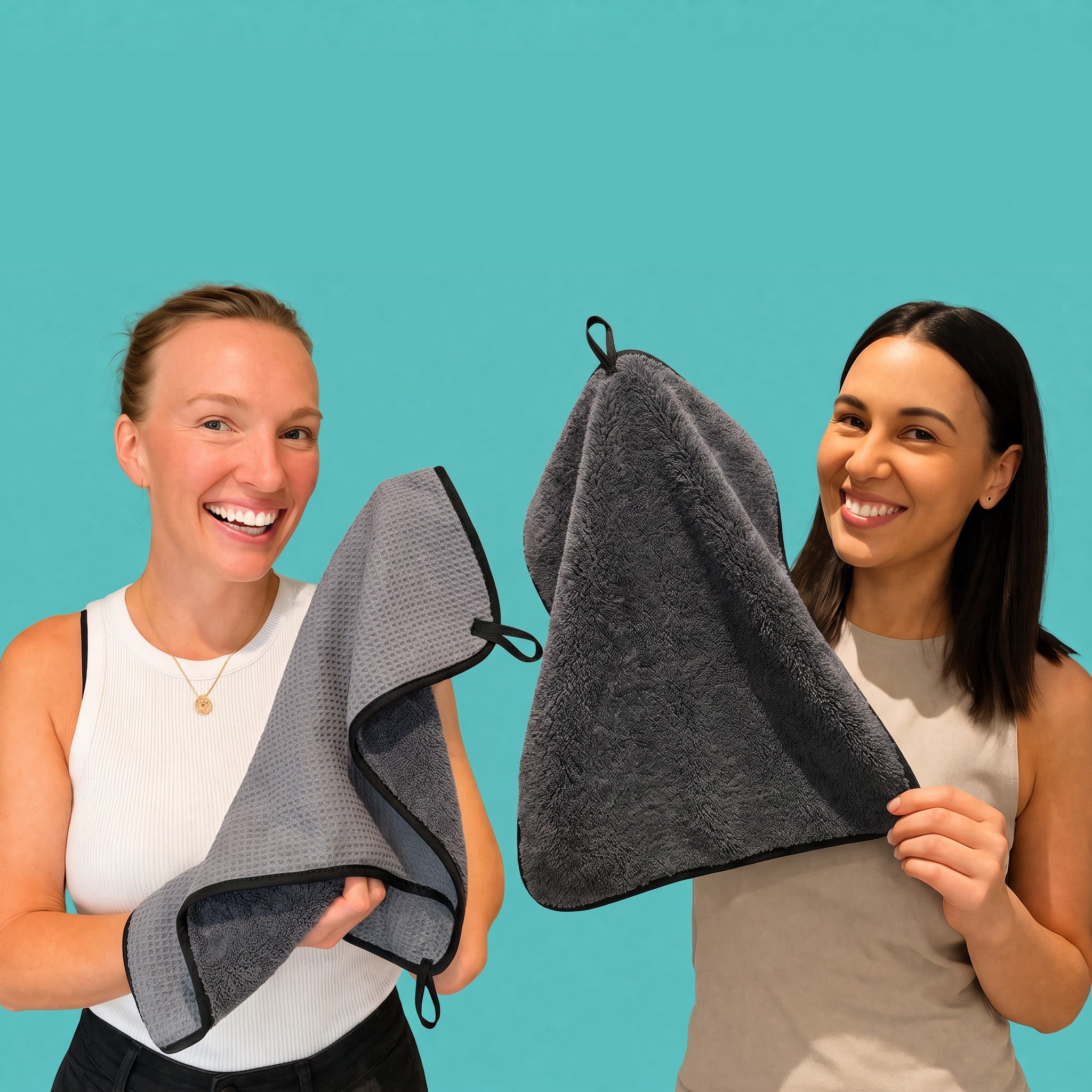 Two women laughing with their 123Gleam XXL Cloths